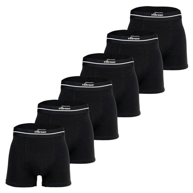 ellesse Bóxers para hombre, paquete de 6 - AMBRIA, bañadores, cintura con logotipo, color liso Negro (Mono) XL (X-Large)