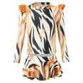 thumbnail image 1 of Luvoko Big Girls Swimsuit, Kid Girls Longsleeve Shirt Girls Rashguard Holiday Style Printed One-Piece Swimsuit Set Bathing Suit for White Shirt Ruffled Halter Swimsuits(Orange,8-10 Years), 1 of 6