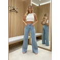 thumbnail image 2 of Plus-Size 2026 Women's High-Waisted Wide-Leg Jeans, featuring a distinctive frayed hem design and a relaxed fit in denim fabric., 2 of 6