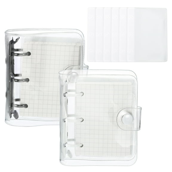 REGALWOVEN Clear 3 Ring Binder Cover, 2 Pack Notebook Binder Mini Loose Leaf Folder, Black White