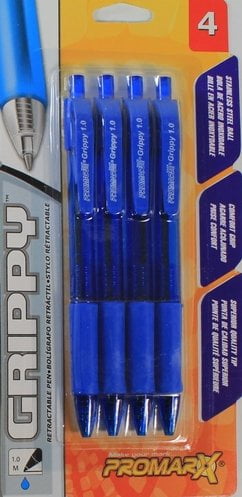 4 Pack Promarx Retractable 1.0 Grippy Pen Blue 