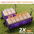 thumbnail image 5 of SACVON 51.2" Large Collapsible Folding Wagon Cart, 560 lbs Load Capacity, Heavy-Duty Steel Frame & Oversized Wheels for Grocery Shopping, Camping, Sports, Moving – Purple, 5 of 10