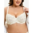 thumbnail image 5 of Wingslove Women's Plus Size Lace Bras Underwire Push Up Non-padded Sheer Mesh Bra Minimizer Support Bralette for Heavy Breasts,Ivory 44DD, 5 of 5