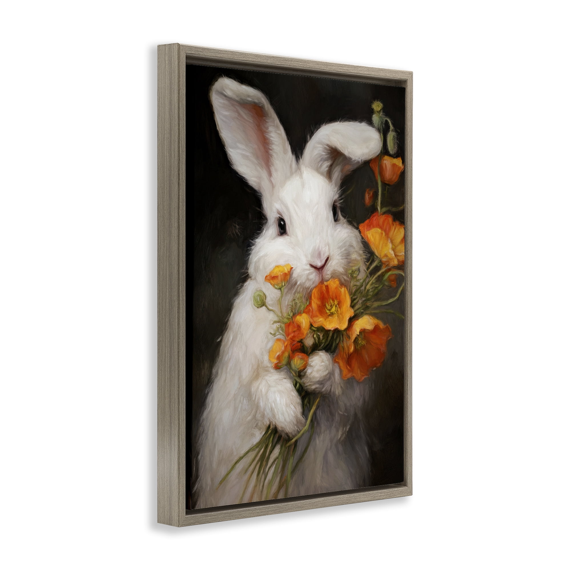 Stupell Industries Floppy Loves Her Poppies Brown Framed Floater Canvas Wall Art, design by Tina LeCour