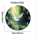 thumbnail image 5 of Soliyoahee Peace Dove Clock 10inch Wooden Round Wall Clock Living Room Decoration Silent No Tick Battery Powered for Kitchen Bathroom Living Room Office, 5 of 6