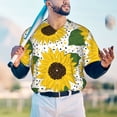 thumbnail image 5 of Uemuo Sunflowers Print Mens Polo Shirts Baseball T-shirt Performance Short Sleeve Golf Shirt Moisture Wicking Athletic Casual Collared T-Shirt-XX-Large, 5 of 7