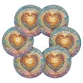 thumbnail image 2 of Haosy Set of 6 Drink Woven Coaster with Holder Heat Resistant Non-Slip Bar Coasters 4 Inches Radiant Heart with Star, 2 of 7
