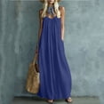 thumbnail image 2 of VBVC Women's Cotton Linen Spaghetti Strap Maxi Dress , Summer Casual Long Dress For Women , Ladies' Loose Fit Beach Vacation Dress with Pockets,Blue,S-2XL, 2 of 7