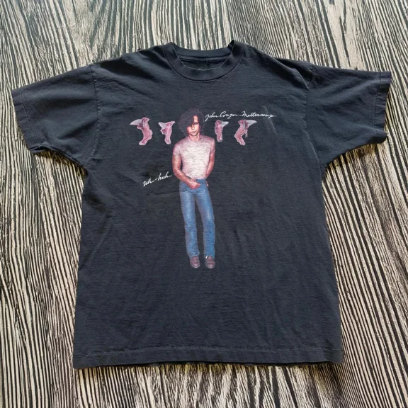 RARE John Cougar Mellencamp Hard Rock Unisex Black T-shirt Size S-5XL