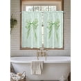 thumbnail image 4 of Green Bow Living Room Curtains 2 Panel, Cute Bowknot Minimalist Solid Color Cafe Window Treatment, Farmhouse Bedroom Bathroom Kitchen Curtains Drapes 104"x45", 4 of 6