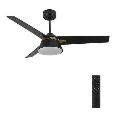 48\" 3-Blade Smart Ceiling Fan With LED Remote Reversible Silent DC...