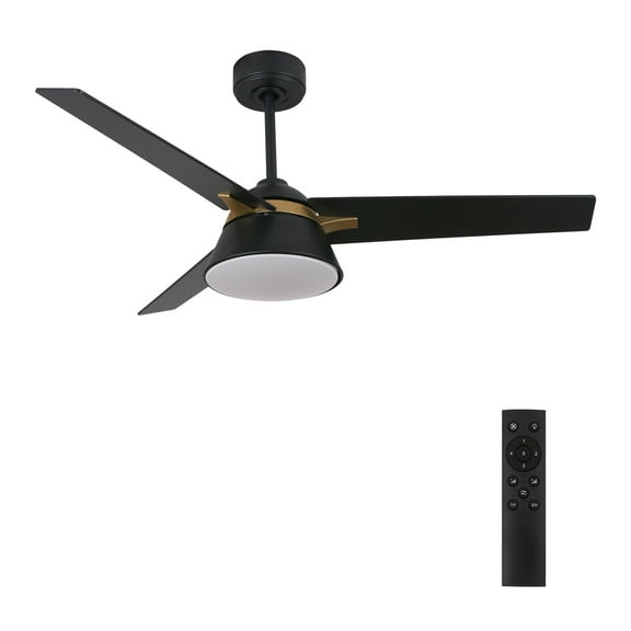 Smaair 48" 3-Blade Ceiling Fan with LED Light & Remote - Black/Gold