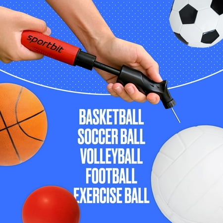 SPORTBIT Ball Pump with 5 Needles - Push & Pull Inflating System - Great for All Sports Balls - Goes with Needles Set