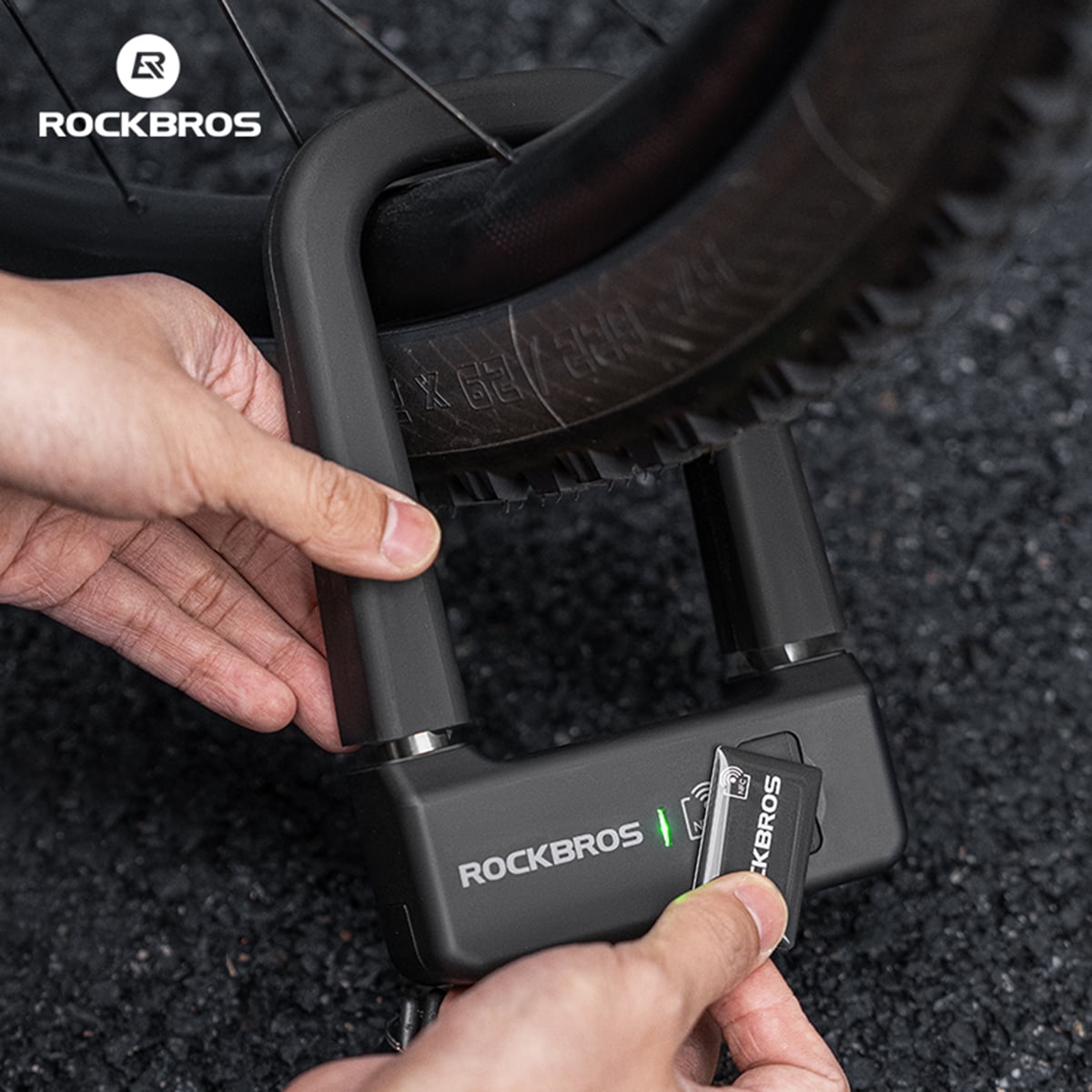 Rockbros NFC Electronic U-Lock Bicycle Lock NFC Phone/Card Sensoring Smart E-Lock