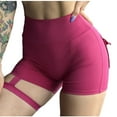 thumbnail image 2 of Women's Short Leggings With Pockets Drawstring Running Exercises And Fitness Running Pants Tall Waist Sexy Yoga Shorts, 2 of 5