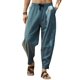 thumbnail image 1 of Pantalones de algodón para hombre, pantalones largos de playa, bolsillos, pantalones de verano con cordón, 1 of 4