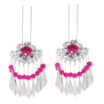 thumbnail image 6 of 1 Set Ancient Chinese Flower Hair Comb Tassel Stick Dangle Earrings Rose Red, 6 of 8