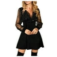 thumbnail image 3 of WTXUE Robe à Manches Longues, Robe Longue de Soirée à Paillettes, Robe Midi Noire, 1# Noir G, 3 of 7