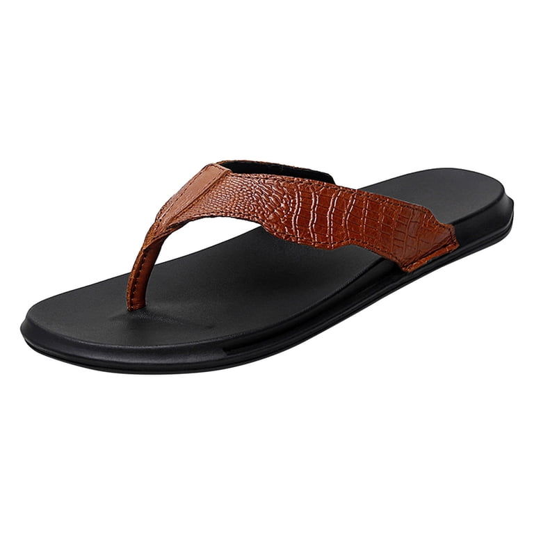 RDVOL Men's Aquatic Beach Sandals – Comfort Flip Flops For Gym & Beach (Size 12, Black/Blue)