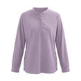 thumbnail image 4 of Womens Tops Shirts Long Sleeve Corduroy Oversized Casual Button Up Tunic Sweat Loose Side Split Pullover Women Tees Blouses Light Purple XL, 4 of 5