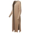 thumbnail image 2 of Women's Casual Solid Longline Ribbed Open Front Long Sleeve Knit Cardigan, 2 of 4