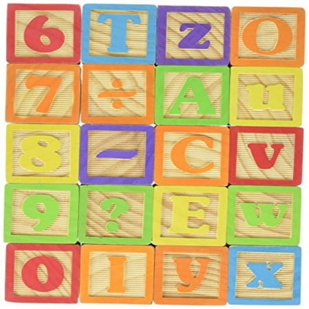 Maxim Deluxe Wooden ABC Blocks. Extra-Large Engraved Baby Alphabet Letters, Counting & Building Block