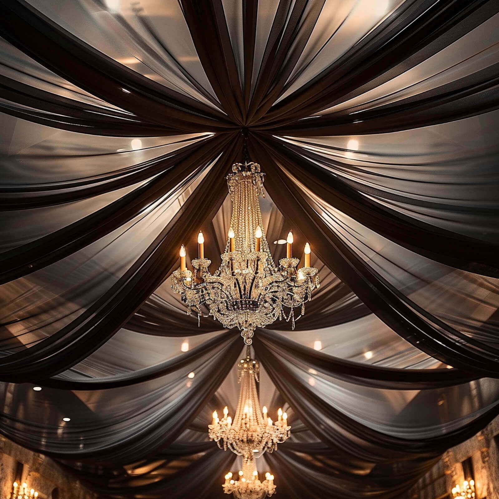 Efavormart 5ftx32ft Premium Black Chiffon Curtain Panel, Backdrop Ceiling Drapery With Rod Pocket