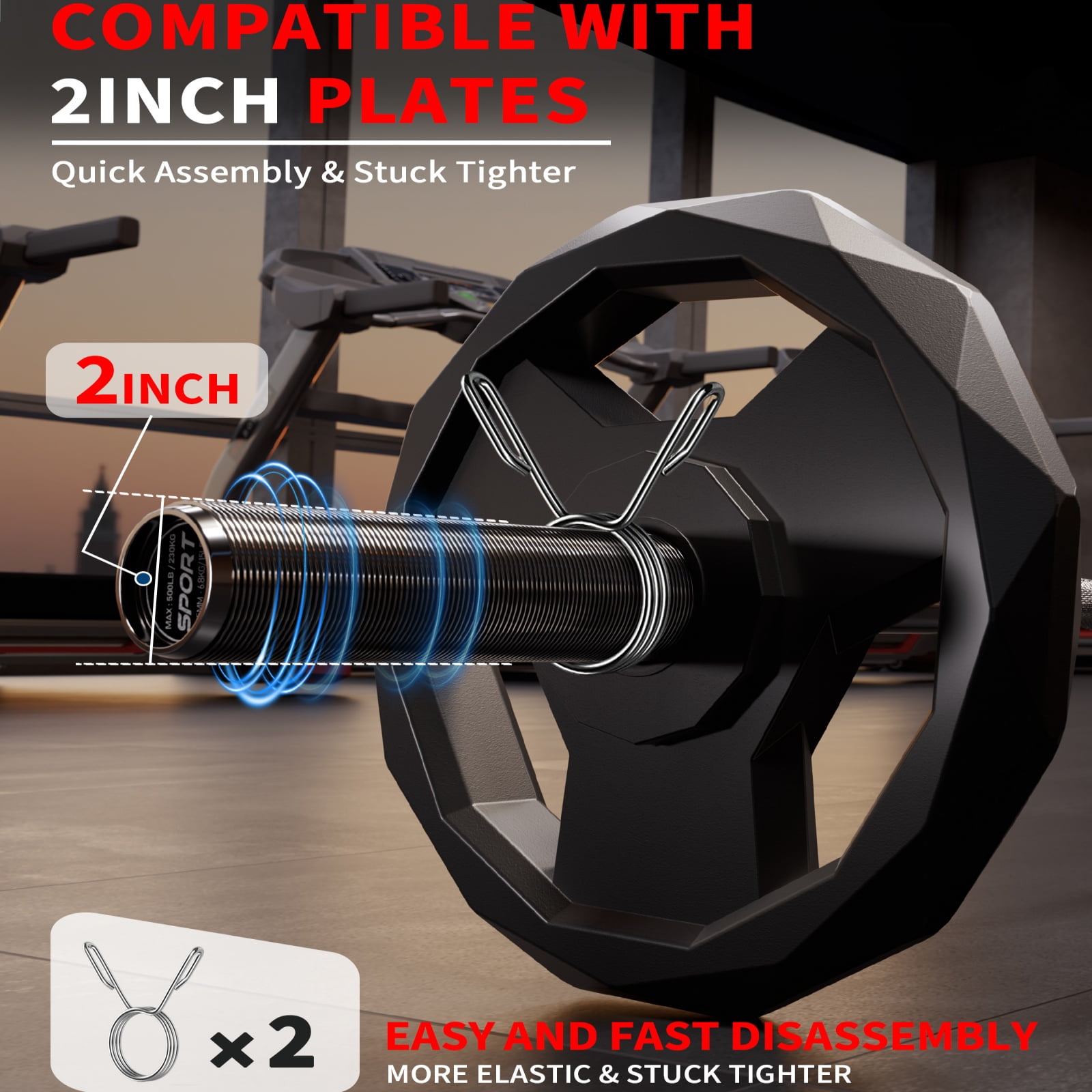 JoanKaren EZ Curl Bar 700 lb Capacity for 2 Inch Weight Plates 47 Inch 1 Pack,Silver