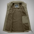 thumbnail image 6 of Lovskoo Men's Outdoor Casual Sleeveless Cargo Jackets Fleece Lined Stand Collar Full Zip Coats Warm Outwear Padded Vest Coats Khaki, 6 of 8