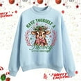 thumbnail image 2 of HNMKIU Hauts pour Femmes Imprimé Vache de Noël Chandail Col Rond Manches Longues Chandail en Molleton Imprimé Vache Col Rond, 2 of 4