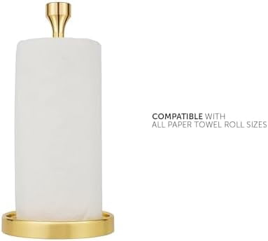 Countertop Paper Towel Holder - Modern Bell End Minimalist Design - Color Gold Polished
