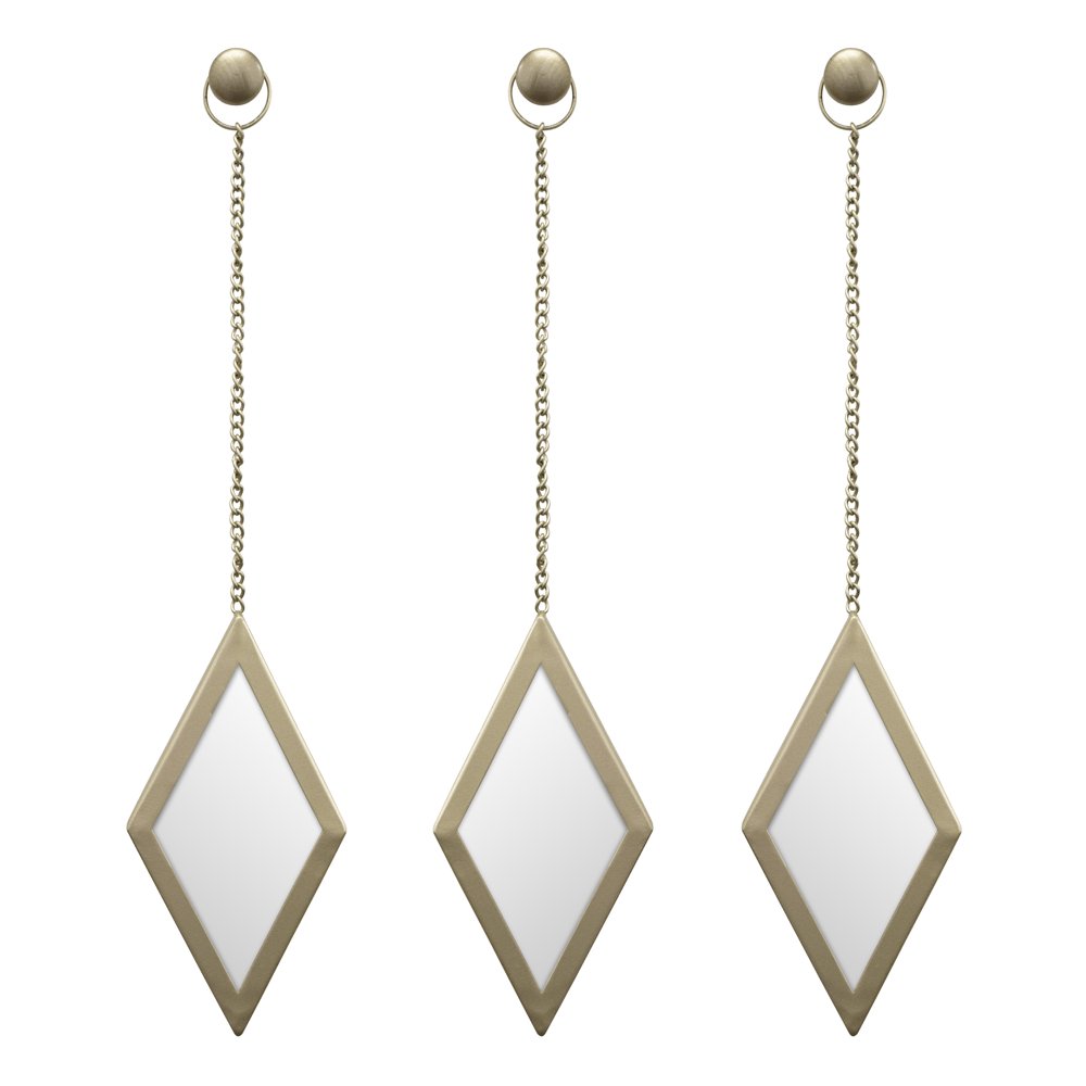Better Homes & Gardens Gold Metal 3 PC Diamond Mirror Set