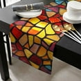 thumbnail image 3 of Blue Red Yellow Cotton Linen Small Table Runner 13 x 48 inch Modern Colored Rainbow Stained Glass Non-slip Rectangular Dining Table Decor for Wedding Party Holiday Dinner, 3 of 8