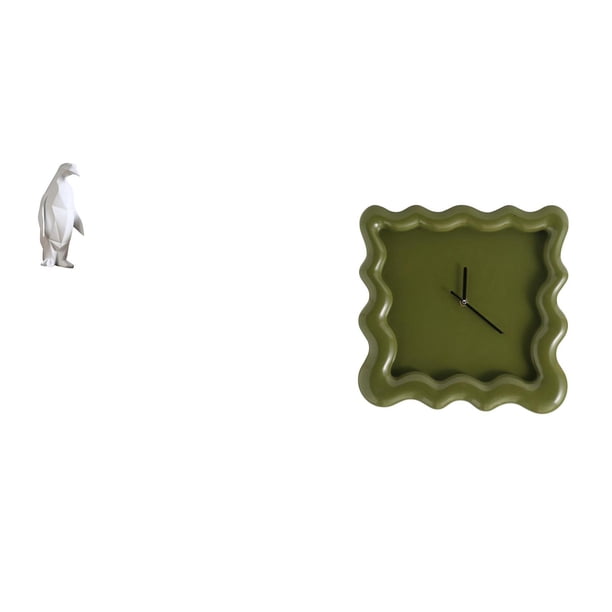 Escultura de reloj de resina con forma de pingüino cuadrado, figura coleccionable, adorno decorativo, estatua colgante precisa para inauguración de la