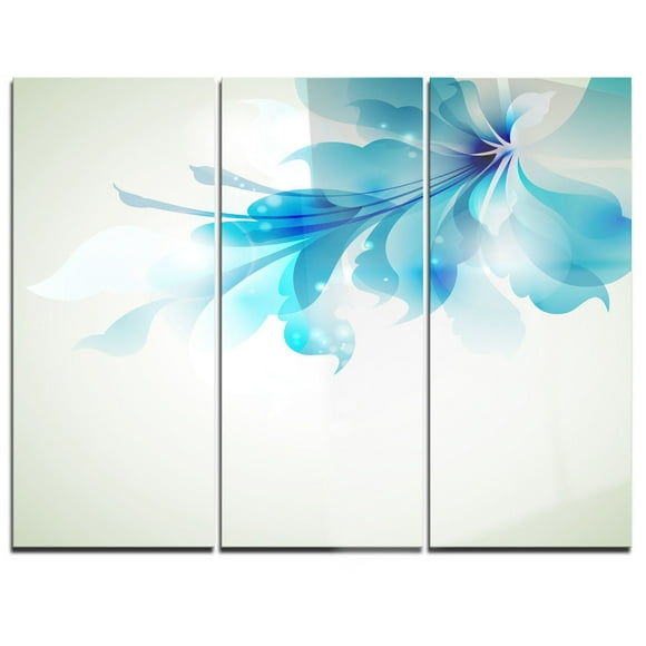 Design Art Tender Blue Abstract Flowers Multipanel Floral Metal Wall Art