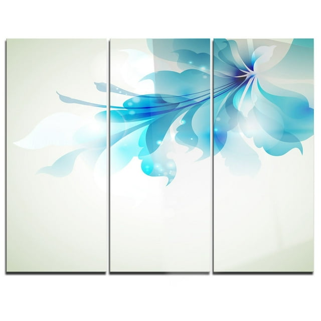 Design Art Tender Blue Abstract Flowers Multipanel Floral Metal Wall Art