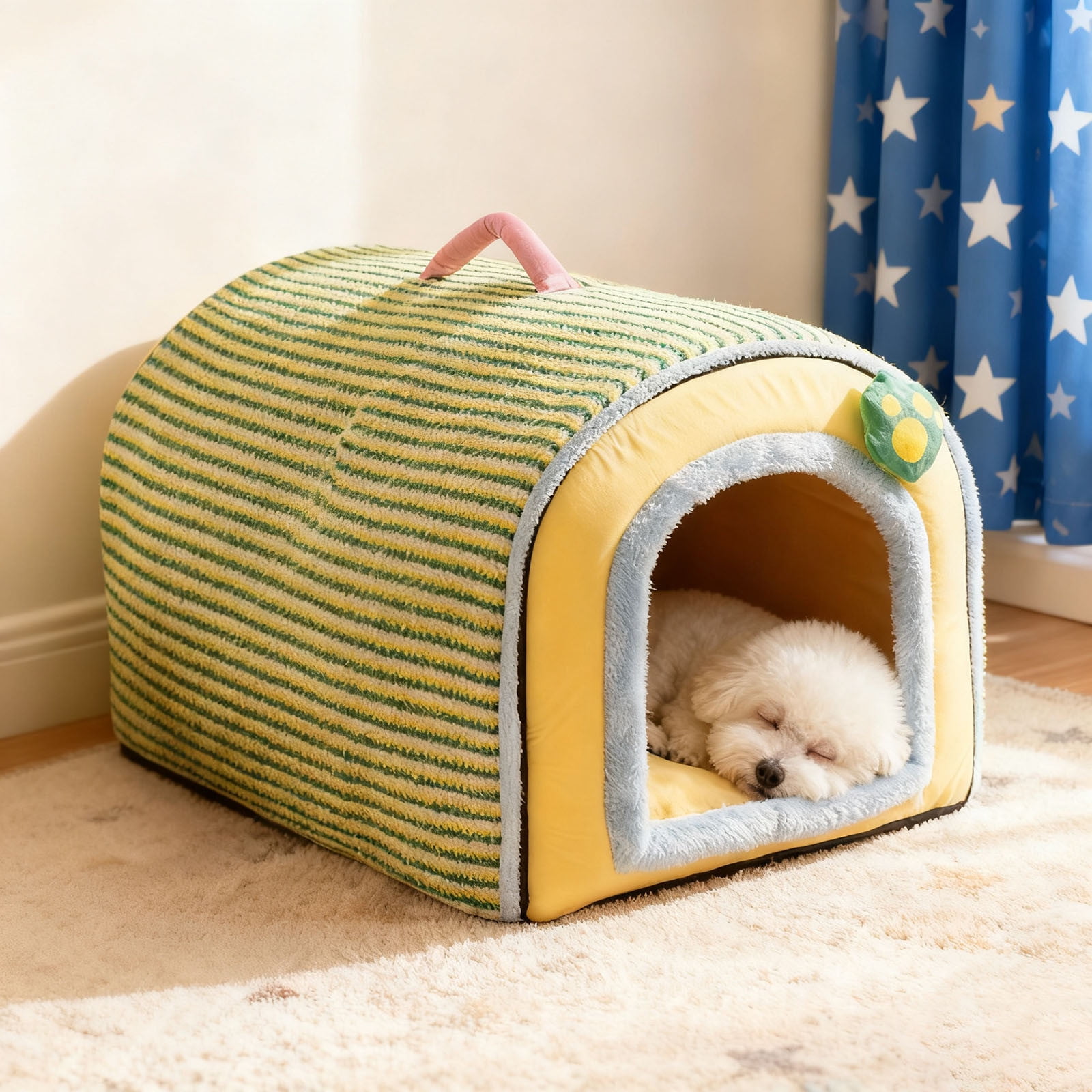 2-in-1 Portable Cat Sofa & House Bed, Foldable Pet Tent & Cave for Cats & Small Medium Dogs - Removable Washable Cover, Indoor Pet Furniture