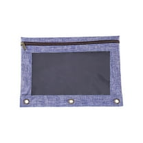 Holloyiver Pencil Pouch for 3 Ring Binder, Binder Pencil Case with Smooth Zipper, Clear Window Pencil Case for Binder, Big Capacity 3 Ring Binder Pencil Bag with 3 Reinforced Grommets, Blue