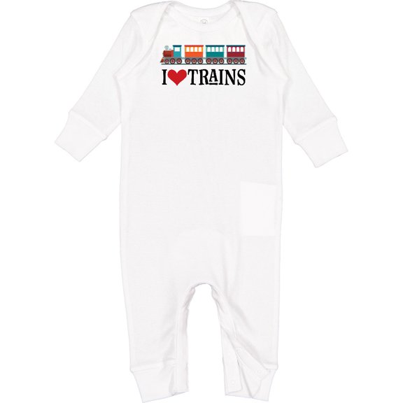 Inktastic I Love Trains Baby Romper Coveralls