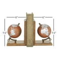 thumbnail image 3 of DecMode 6" Globe Brown Wood Bookends (Set of 2), 3 of 9