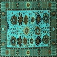 thumbnail image 1 of Ahgly Company Indoor Square Oriental Turquoise Blue Industrial Area Rugs, 3' Square, 1 of 4