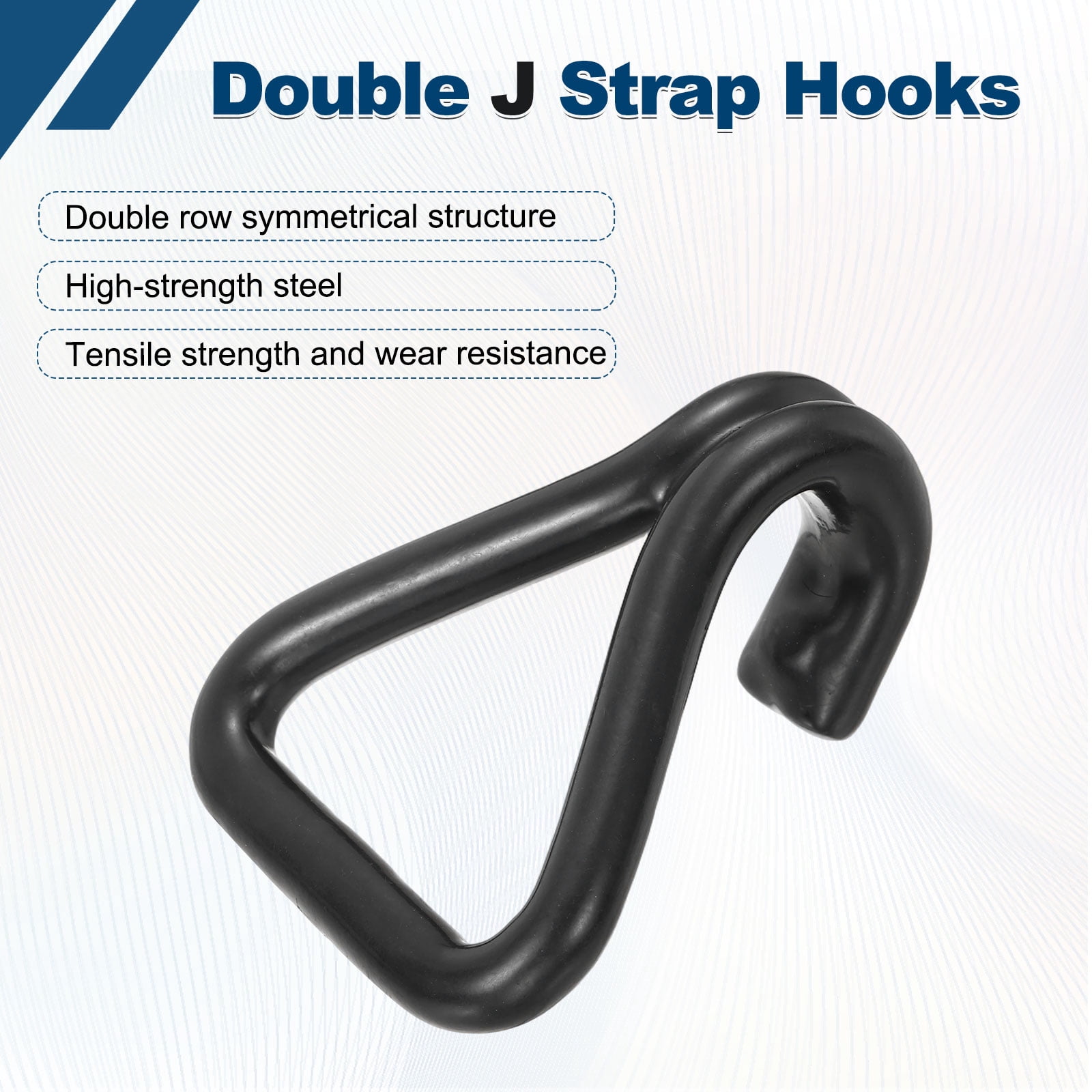 Uxcell Ratchet Double J Strap Hook Load 11000lbs, 3Pcs Heavy Duty Tie Down Strap J-Hook Cargo Hook for 2 Inch Tie Down Strap Webbing on Car Truck Trailer, Black (ID: 47.5 mm / 1.87")