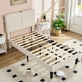thumbnail image 4 of VECELO Twin Size Bed Frame with Charging Station, Upholstered Platform Bed Frame with Adjustable Headboard, Wooden Slats Support, No Box Spring Needed, Beige, 4 of 9