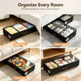 thumbnail image 2 of Under Bed Storage with Wheels, 2 Pack Under Bed Storage Containers with Compartments, Underbed Shoe Storage Organizer Bins, Rolling Drawers for Clothes, Blankets, Toys (Black), 2 of 9