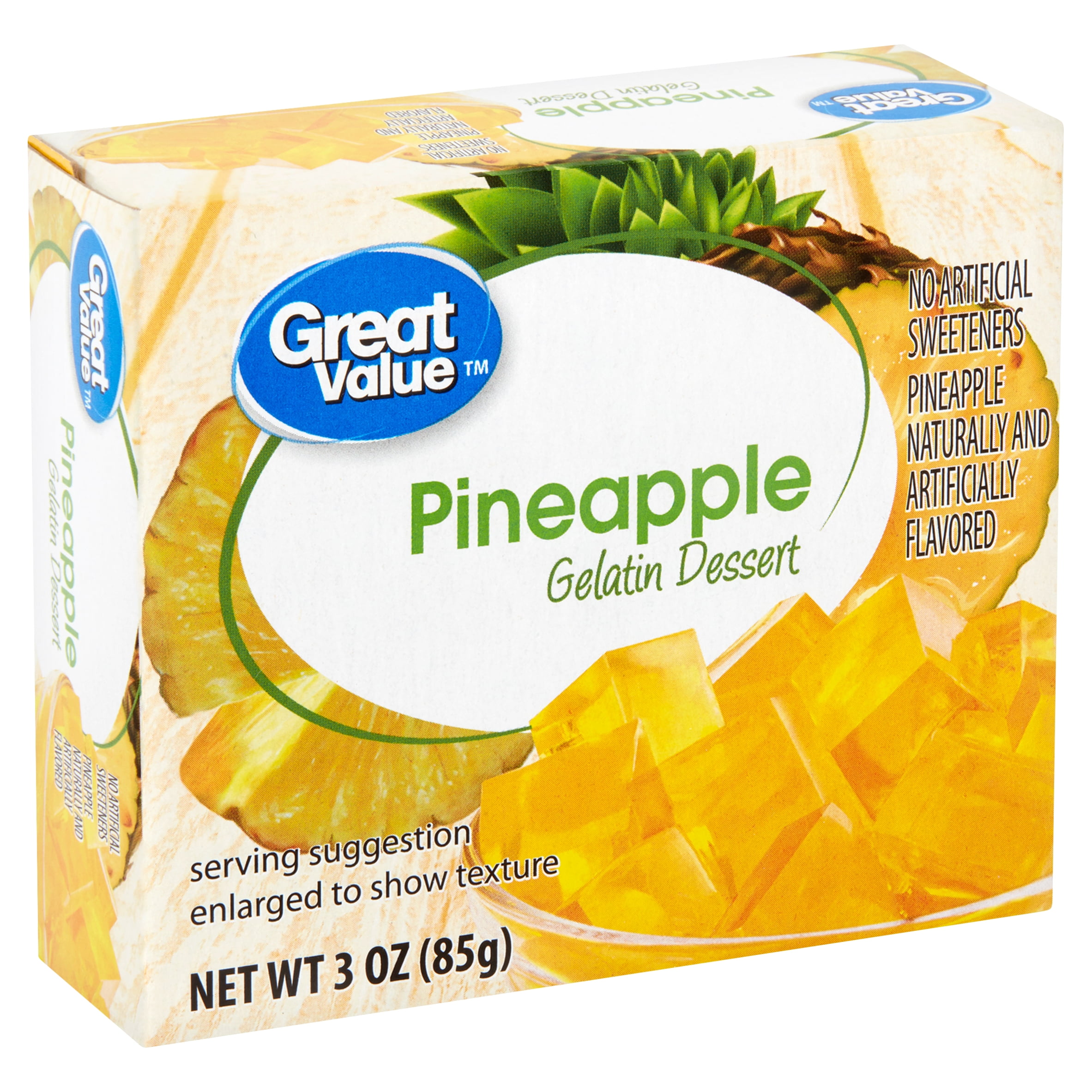 Great Value Pineapple Gelatin Dessert, 3 oz
