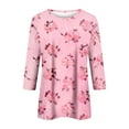 thumbnail image 4 of Hogleaql Womens Fall Shirts Crew Neck 3/4 Length Sleeve T-Shirts Dressy Love Heart Printed Blouse Lounge Loose Fit Soft Tee Tops Hot Pink 2XL, 4 of 6