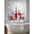 thumbnail image 5 of Christmas Snowman Sheer Curtains 63 inches Long, White Snowman Hat Scarf Box Snow Scene Light Filtering Sheer Window Curtains Rod Pocket Voile Drapes for Bedroom Living Room, 2 Panels 52"W x 63"L, 5 of 7