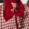 thumbnail image 4 of Red Houndstooth 2-Piece Outfit for Kids Girls 2-8Y - Top & Pleated Skirt with Velvet Bow, Soft Stretch,Size 2-3 T, 4 of 9