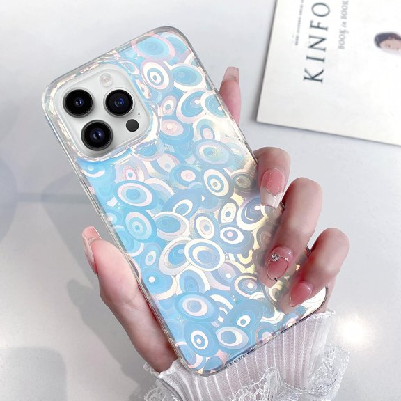 for iPhone 13 Pro Max Case with Bumper, Fashionable Design for Women Girls,[Military Grade Drop Protection] Shockproof Protective Luxury Aesthetic Phone Cover 6.7 inch, Colorful Circles