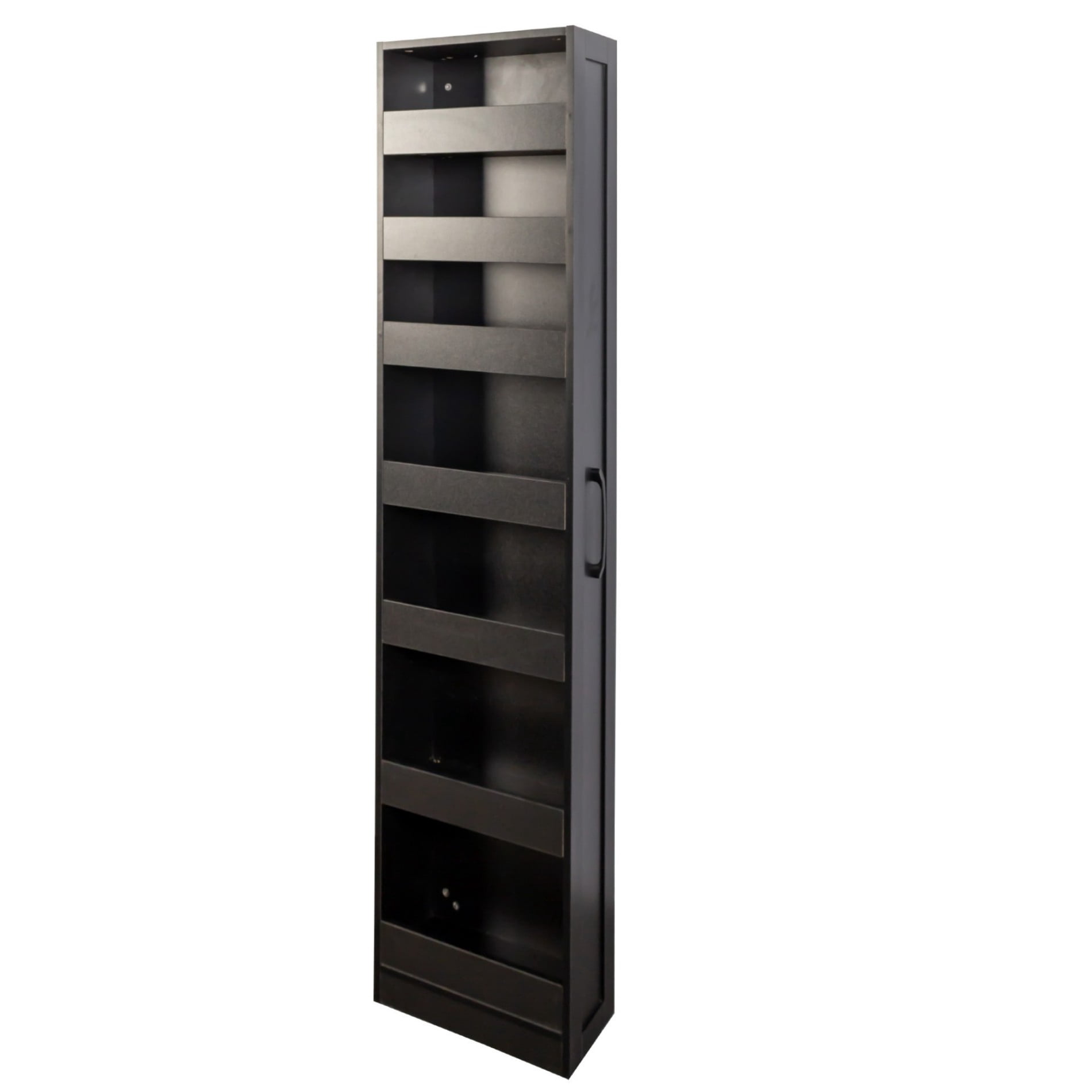7 Tier Slim Rolling Storage Cart, Narrow Pull-Out Storage Organizer with Wheels and Handle, Space Saving Shelf for Kitchen, Bathroom, Laundry Room, Black